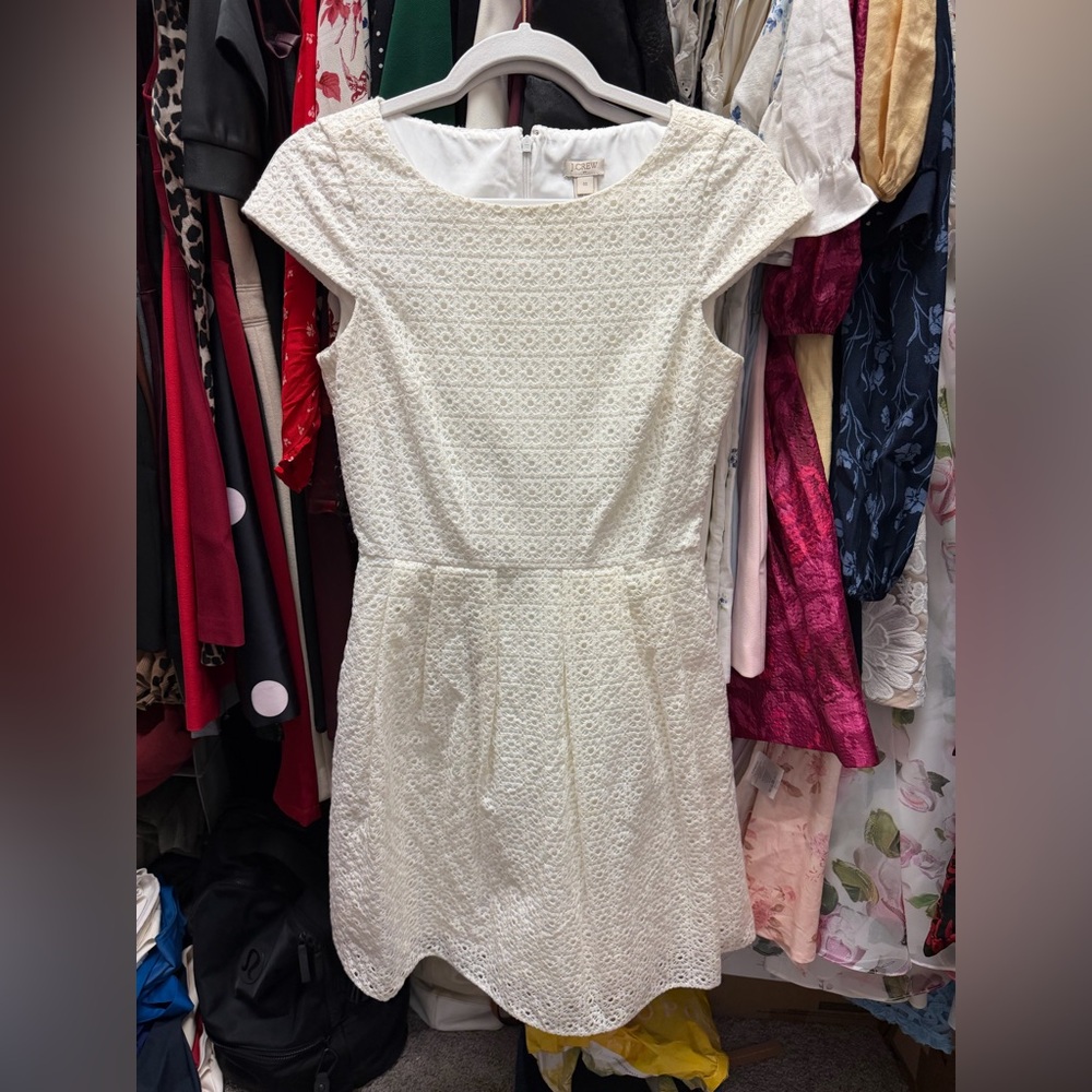 J. Crew women’s white eyelet cap-sleeve dress size 00